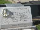 
Jeremiah M. DALY,
husband father,
died 22 Sept 1962 aged 70 years;
Murwillumbah Catholic Cemetery, New South Wales
