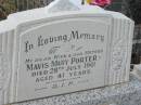 
Mavis Mary PORTER,
wife mother,
died 28 July 1961 aged 41 years;
Murwillumbah Catholic Cemetery, New South Wales
