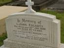
John FOGARTY,
died 13 Jan 1946 aged 87 years;
Margaret,
wife;
Leo,
son;
Murwillumbah Catholic Cemetery, New South Wales
