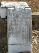 
Elizabeth ALCORN
17 Apr 1892
42 yrs

John ALCORN
19 Sep 1917
84 yrs

Mutdapilly general cemetery, Boonah Shire
