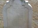 
Ernest Evelyn
son of
Charles and Frances THORN
died at Rosebrook
20 May 1871
aged 1 year

Mutdapilly general cemetery, Boonah Shire
