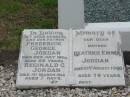 
Frederick George JORDAN
25 July 1964
aged 83

Reginald G JORDAN
1 Mar 1912
aged 7 days

Beatrice Emma JORDAN
21 Aug 1966
aged 78

Nundah  German Station Cemetery: (AlburyBridges relatives)

