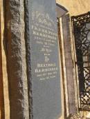 
Frank Page BARRINGER,
Beatrice BARRINGER,
Cemetery,
Nyngan, New South Wales

