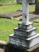 
William WARD,
died 3 March 1941 aged 80 years;
Mary WARD,
died 4 April 1944 aged 88 years;
St James Catholic Cemetery, Palen Creek, Beaudesert Shire
