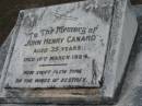 
John Henry CANARD, died 10 March 1984 aged 35 years;
Parkhouse Cemetery, Beaudesert
