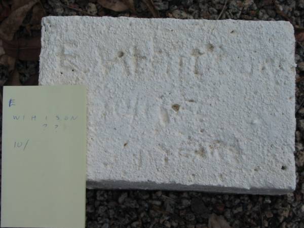 E. WATSON?, 10??;  | Peachester Cemetery, Caloundra City  | 