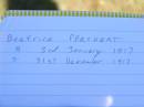
Beatrice PARCHERT,
born 3 Jan 1917,
died 31 Dec 1917;
Pimpama Island cemetery, Gold Coast
