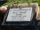 
Reta Raabe HARM,
died 25 Sept 1990 aged 75 years;
Plainland Lutheran Cemetery, Laidley Shire
