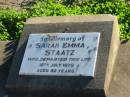 
Sarah Emma STAATZ
16 Jul 1979, aged 80
Plainland Lutheran Cemetery, Laidley Shire
