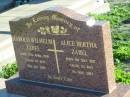 
Harold Wilhelm ZABEL,
born 17 April 1910 died 10 July 2001;
Alice Bertha ZABEL,
born 4 Sept 1917 died 7 Nov 2001;
Plainland Lutheran Cemetery, Laidley Shire
