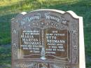 
Maria Martha NEUMANN
12 Sep 1955, aged 55
Otto NEUMANN
21 Apr 1960, aged 65
Plainland Lutheran Cemetery, Laidley Shire
