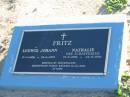 
Ludwig Johann FRITZ
b: 17 Feb 1856, d: 15 Jun 1925
Nathalie FRITZ (nee SCHAFFERIUS)
b: 15 May 1856, d: 24 Sep 1933
(erected by descendents Schafferius reunion 14 Oct 2001)
Plainland Lutheran Cemetery, Laidley Shire
