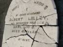 
Albert LILLEY,
husband,
died 21 April 1905 aged 41 years;
Amy Jane LILLEY,
died 20? June 1923 aged 60 years;
V.F. LOWE,
killed aircraft accident England 19-9-43;
Polson Cemetery, Hervey Bay

