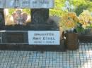 
Martha Amy SETTER,
wife mother,
died 1 Dec 1936 aged 71 years;
James Henry SETTER,
father,
died 10 Oct 1940 aged 79 years;
Charlotte Mary SETTER,
died 12 June 1954 aged 66 years;
Evelyn LEPPIEN,
wife,
1913 - 1980;
Eric William Walter LEPPIEN,
1905 - 1997;
Amy Ethel SETTER,
1891 - 1967;
Polson Cemetery, Hervey Bay
