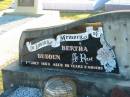 
Bertha BUDDEN,
died 7 July 1963 aged 86 years 9 months;
Polson Cemetery, Hervey Bay
