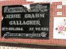 
Jessie Grahm GALLAGHER,
died 18 Aug 1964 aged 72 years;
Polson Cemetery, Hervey Bay
