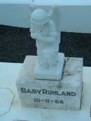 
Baby RUHLAND,
10-11-66;
Rosevale Church of Christ cemetery, Boonah Shire
