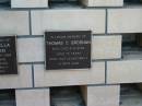 
Thomas C BROSNAN
8-8-2003 aged 75

Sacred Heart Catholic columbarium, Sandgate, Brisbane

