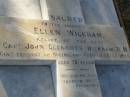 
Ellen WICKHAM,
relict of the late Capt John Clements WICKHAM,
resident of Queensland 1853 - 1859,
 aged 75 years;
Bald Hills (Sandgate) cemetery, Brisbane
