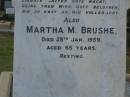 
Johann Carl STREINER,
born 23 March 1840,
died 19 Feb 1915;
Martha M. BRUSHE,
died 28 Jan 1959 aged 65 years;
Bald Hills (Sandgate) cemetery, Brisbane
