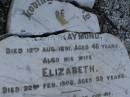 
Frank RAYMOND,
died 12 Aug 1891 aged 46 years;
Elizabeth,
wife,
died 22 Feb 1908 aged 59 years;
children;
William Stanwell,
died 11 July 1897 aged 27 years;
Victor Deagon,
died 26 April 1882 aged 18 months;
Edith Gladys,
died 14 April 1886 aged 18 months;
Elizabeth,
relict of William RAYMOND,
of Weston Dorset England,
mother of Frank RAYMOND,
born 23 April 1823,
died 23 Aug 1914?;
Millicent RAYMOND,
died 2 July 1931 aged 63 years;
Catherine Ann,
wife of William GIRLING,
died 14 Nov 1865 aged 21 years;
Mary Smith DEAGON,
died 27 Nov 1866 aged 20 years;
Bald Hills (Sandgate) cemetery, Brisbane

