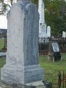 
John Jones BROWN,
died 21 May 1926 aged 89 years;
Edith Louisa, wife,
died 21 July 1926 aged 90 years;
Bald Hills (Sandgate) cemetery, Brisbane

