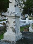 
Samuel,
husband of Nancy SIMPSON,
died 3 May 1915 aged 75 years;
Nancy,
died 6 July 1931 aged 88 years;
Annie Elizabeth SIMPSON,
daughter sister,
died 7 May 1942 aged 71 years;
Mary Agnes SIMPSON,
died 18 Aug 1944 aged 73 years;
Jane SIMPSON,
died 2 May 1963 aged 88 years;
Bald Hills (Sandgate) cemetery, Brisbane
