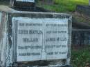 
Edith Matilda MILLAR,
mother,
died 12 Oct 1965 aged 85 years;
James MILLAR,
husband father,
died 12 Sept 1943 aged 68 years;
Bald Hills (Sandgate) cemetery, Brisbane
