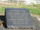 
Emily Isabella Tooth
born 20 Sep 1851 died 1 Dec 1940
Sidney Herbert Tooth
Born 23 Jul 1855 died 23 Jul 1947
Anglican Cemetery, Sherwood.


