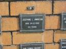 
Josephine L JIMMIESON
24-12-1962
aged 69 yrs

Sherwood (Anglican) Cemetery, Brisbane
