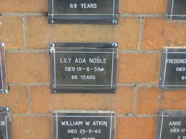 Lily Ada NOBLE  | 19-8-59  | 86 yrs  |   | Sherwood (Anglican) Cemetery, Brisbane  | 