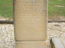 
Frederick Stephen WHITE,
died 2 June 1864,
erected by Thomas Hubbard, John McElhone, Mary Jane Cullen;
South West Rocks, New South Wales
