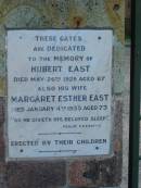 
Hubert EAST
26 May 1928
aged 67

his wife
Margaret Esther EAST
4 Jan 1935
aged 73

St Thomas Anglican, Toowong, Brisbane

