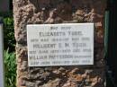 
Elizabeth TODD
13 May 1844 to 1 Nov 1933

Millicent E M TODD
16 Jun 1873 to 30 Dec 1930

William PATTERSON (grandson)
23 Jun 1902 to 16 May 1933
