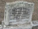 
Wilhelminia ARNDT
16 Dec 1942 aged 71
John G ARNDT
20 Dec 1956, aged 90
Stone Quarry Cemetery, Jeebropilly, Ipswich
