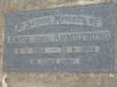 
Annie (Ciss) ARMSTRONG
b: 8 Nov 1894, d: 13 Aug 1984
Stone Quarry Cemetery, Jeebropilly, Ipswich
