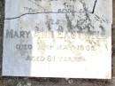 
Edward EASTWELL,
died 30 Aug 1923 aged 80 years;
Mary Ann EASTWELL,
died 15 May 1932 aged 81 years;
Swan Creek Anglican cemetery, Warwick Shire
