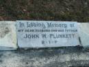 
John W PLUNKETT

Tamborine Catholic Cemetery, Beaudesert

