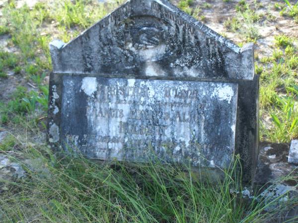 Christina Elena?,  | second daughter of Francis Henry & Alice HOLBERT,  | died 31 Dec 1914 aged 8 years 7 months;  | Tea Gardens cemetery, Great Lakes, New South Wales  | 