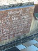 
Lillian May WARD,
wife mother,
died 26 Dec 1988 aged 83 years;
Neville Phillip Vincent WARD,
husband father grandfather great-grandfather,
siws 11 July 1995 aged 96 years;
Tea Gardens cemetery, Great Lakes, New South Wales
