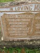 
David WAGNER,
died 21 May 1928 aged 69 years;
Wilhelmina,
wife,
died 22 Oct 1940 aged 76 years;
Nellie,
daughter,
died 6 Feb 1906 aged 17 years;
Tiaro cemetery, Fraser Coast Region
