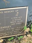 
Thomas Daniel (Dan) KEARNEY,
husband father,
29-3-1924 - 3-12-2005 aged 81 years;
Mavis Olive KEARNEY (nee STELL),
wife mother,
22-6-1924 - 26-5-2006 aged 81 years;
Tiaro cemetery, Fraser Coast Region
