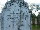 
John Edward THOMPSON,
died 15 Feb 1885 aged 27 years,
erected by John THOMPSON;
Tiaro cemetery, Fraser Coast Region
