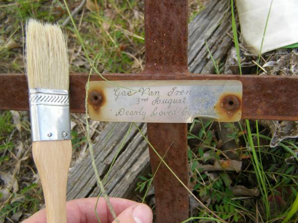 Eleanor Gae VANIREN [van IREN?],  | died 3-8-87 aged 43 years,  | wife mother;  | Tiaro cemetery, Fraser Coast Region  | 