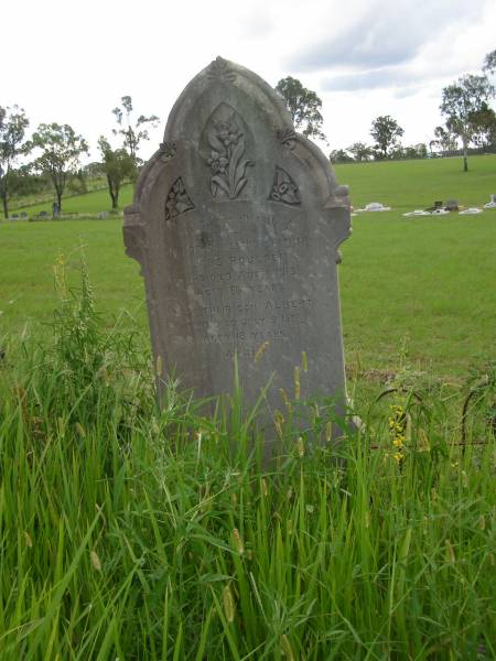 Lars POULSEN,  | husband father,  | died 1 Aug 1913 aged 66 years;  | Albert,  | son,  | died 9 July 1908 aged 18 years;  | Tiaro cemetery, Fraser Coast Region  | 