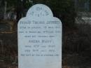 
Richard Thomas JEFFERIES 2 Nov 1841 - 4 Aug 1920,
wife Arena Mary 15 Jan 1849 - 18 July 1932,
Tingalpa Christ Church (Anglican) cemetery, Brisbane
