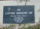 
Thelma Irene COWLEY,
died 29 Sept 2000 aged 83 years 6 days;
Toogoolawah Cemetery, Esk shire
