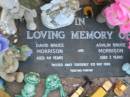
David Bruce MORRISON
8 May 1990 aged 44
Ashlin Bruce MORRISON
8 May 1990 aged 3
Toogoolawah Cemetery, Esk shire

