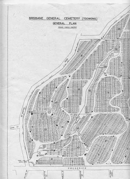 Brisbane General Cemetery (Toowong)  | General Plan (Western Half)  | 