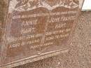 
Annie HART,
mother,
died 13 June 1954 aged 81 years;
John Francis HART,
father,
died 12 May 1951 aged 78 years;
Upper Coomera cemetery, City of Gold Coast
